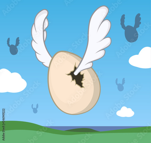 Flying Egg Cartoon