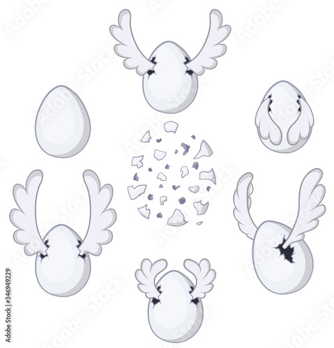 Flying Egg Cartoon Element Set