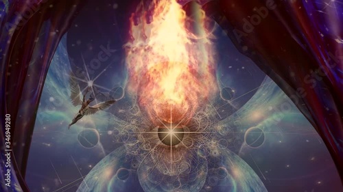 All seeing eye in fire and angel