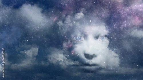 Mystic woman's face in the sky