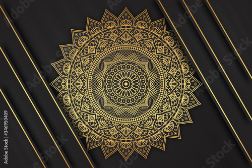 Luxury mandala background with golden arabesque pattern Arabic Islamic east floral style