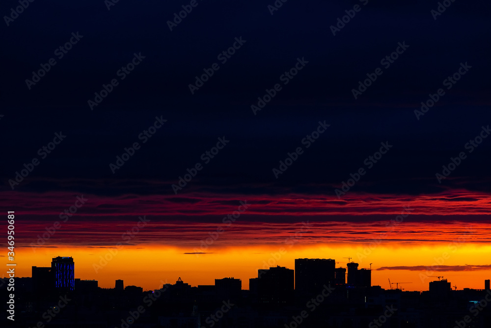 silhouette of Moscow at sunset