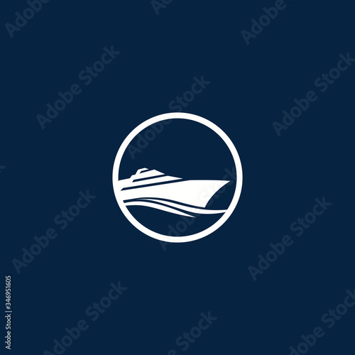 Ship logo, nautical sailing boat conceptual vector design