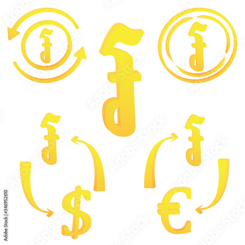 3D Cambodian Riel currency symbol set icon of Cambodia vector illustration on a white background