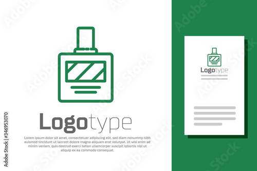 Green line Aftershave icon isolated on white background. Cologne spray icon. Male perfume bottle. Logo design template element. Vector Illustration