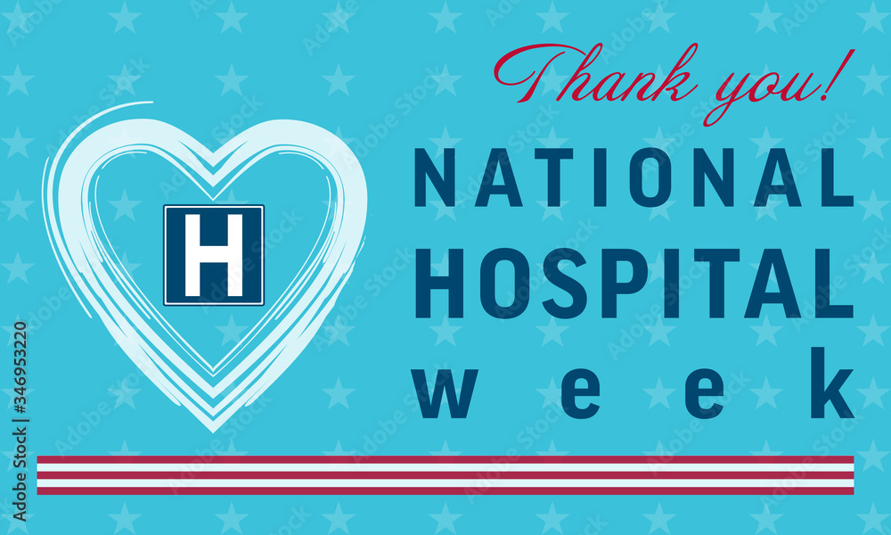 National Hospital Week background, text Thank You! Poster, template