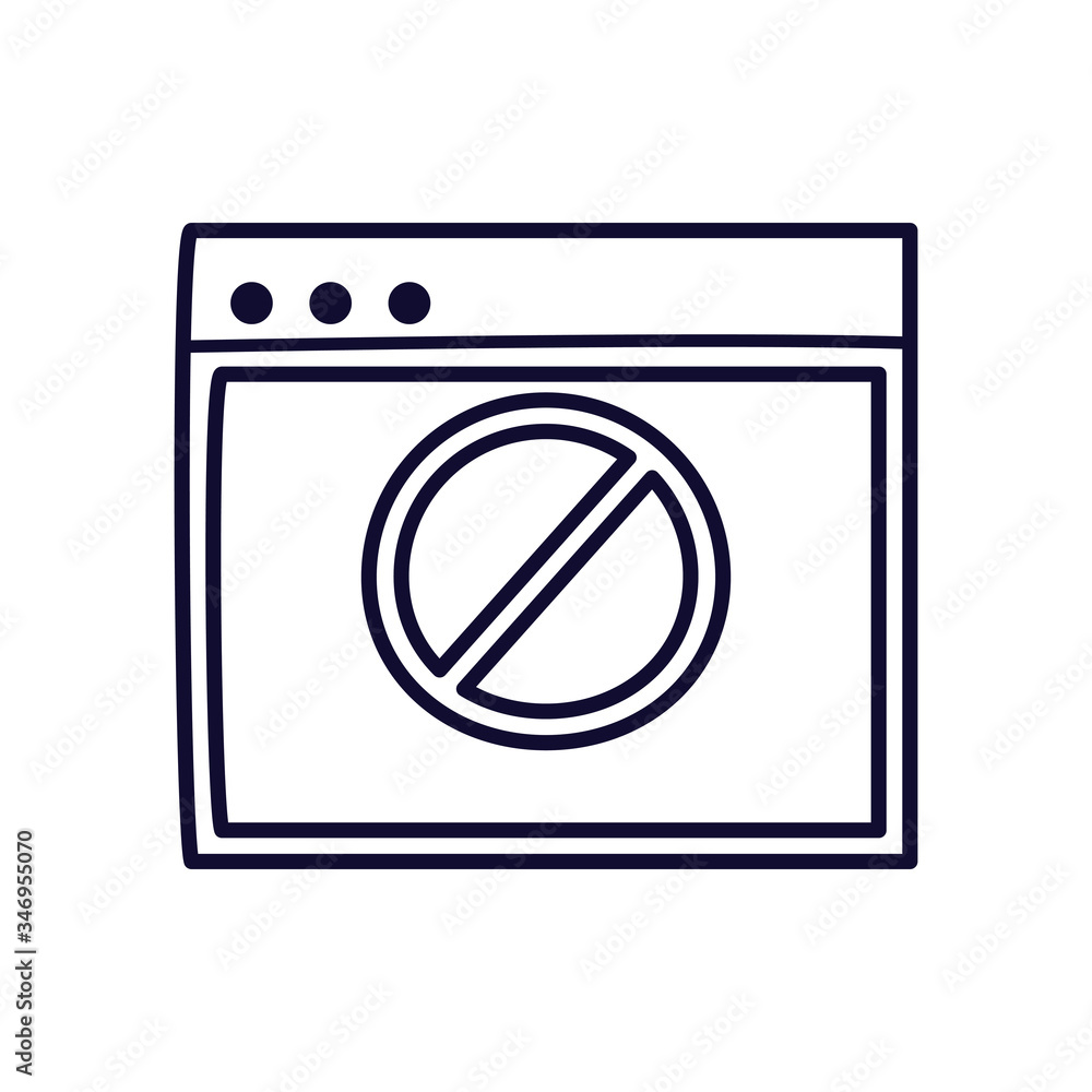 Website with forbidden symbol line style icon vector design Website with forbidden symbol line style icon vector design