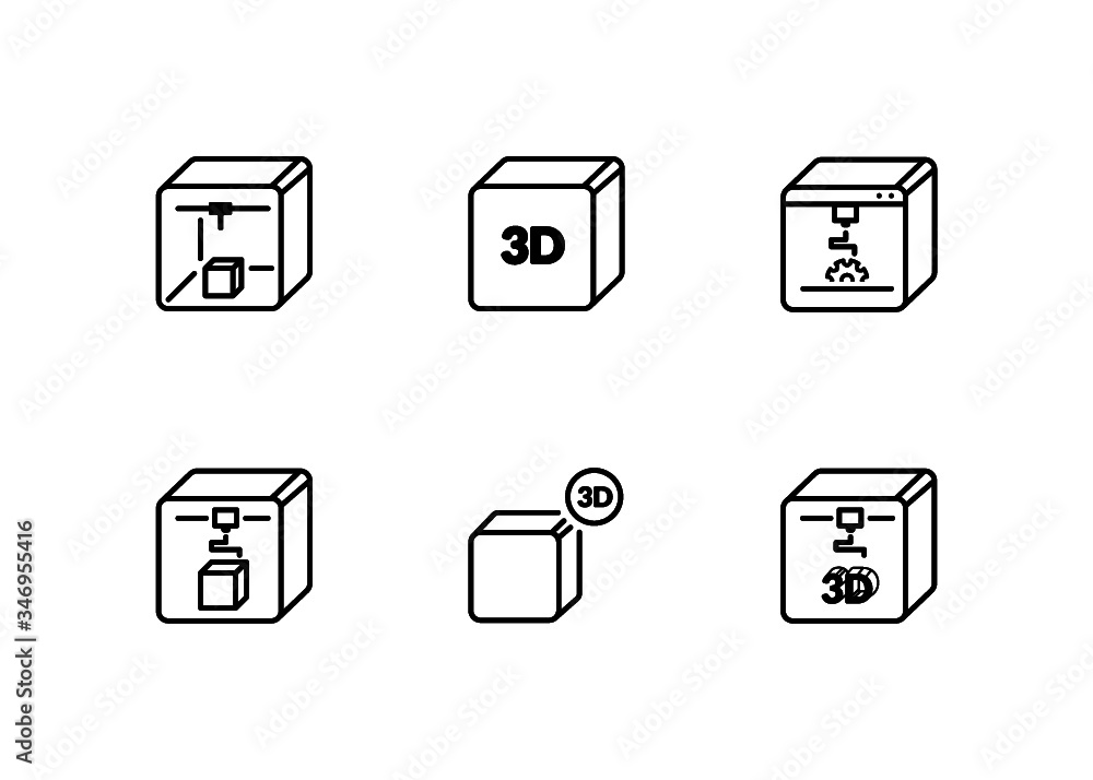 3D Print icons outlined 3D Print icons outlined