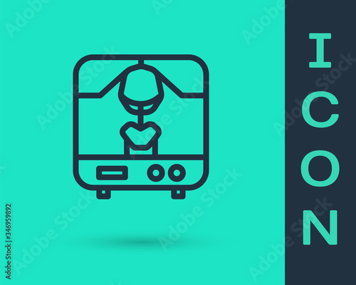Black line X-ray machine icon isolated on green background.  Vector Illustration