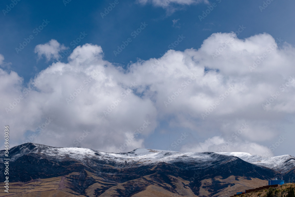 Sinqa mountain covered with snow amazing view from arco tica tica Cusco, Peru