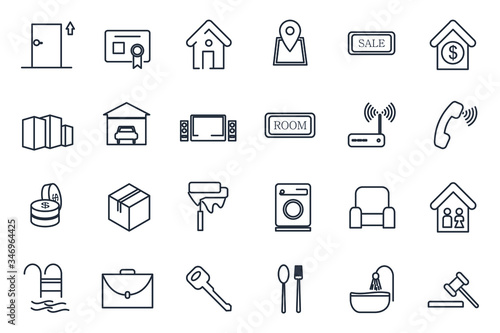Set real estate icon template for graphic and web design collection. real estate pack symbol logo vector illustration