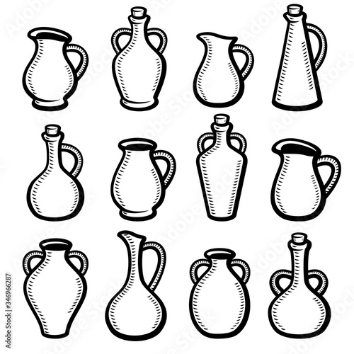 Jugs set. Collection icon jugs. Vector