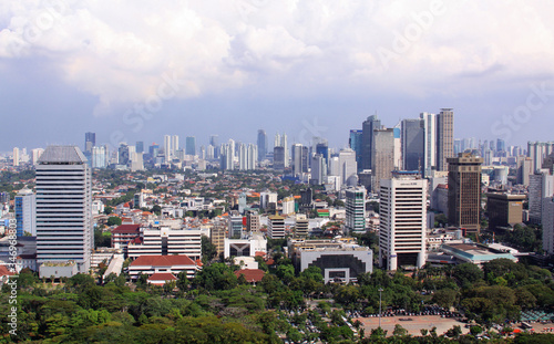 Jakarta cityscape with white clouds, Indonesia