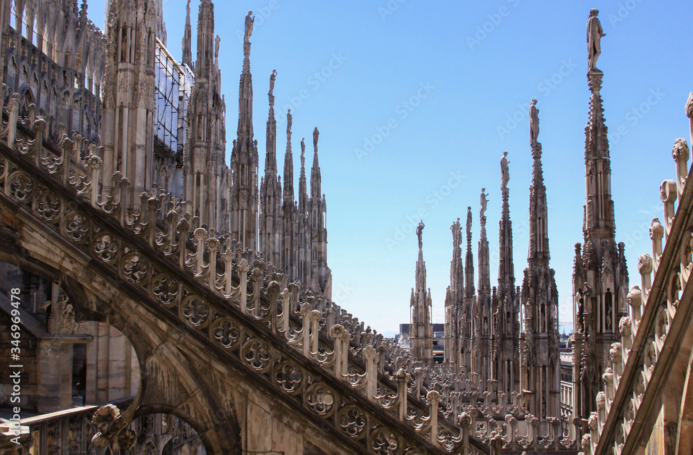Pinnacles and arch buttress on Duomo di Milano