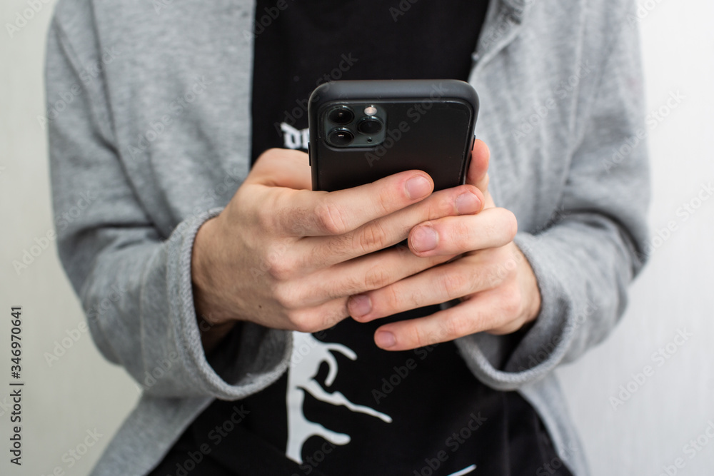 man hands with smartphone, close-up man hands with smartphone, close-up