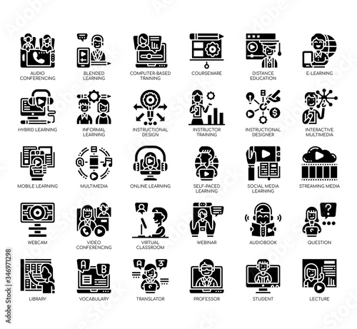 Set of online learning thin line and pixel perfect icons for any web and app project.