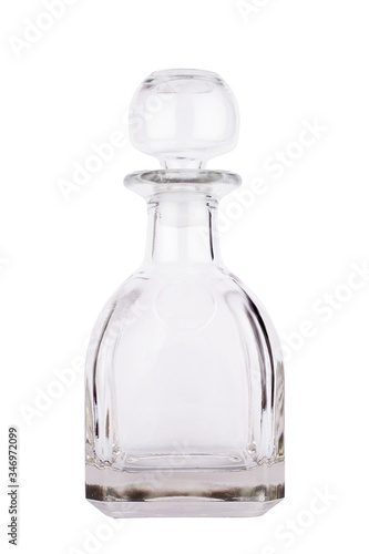 empty liqueur or whisky glass bottle isolated on white