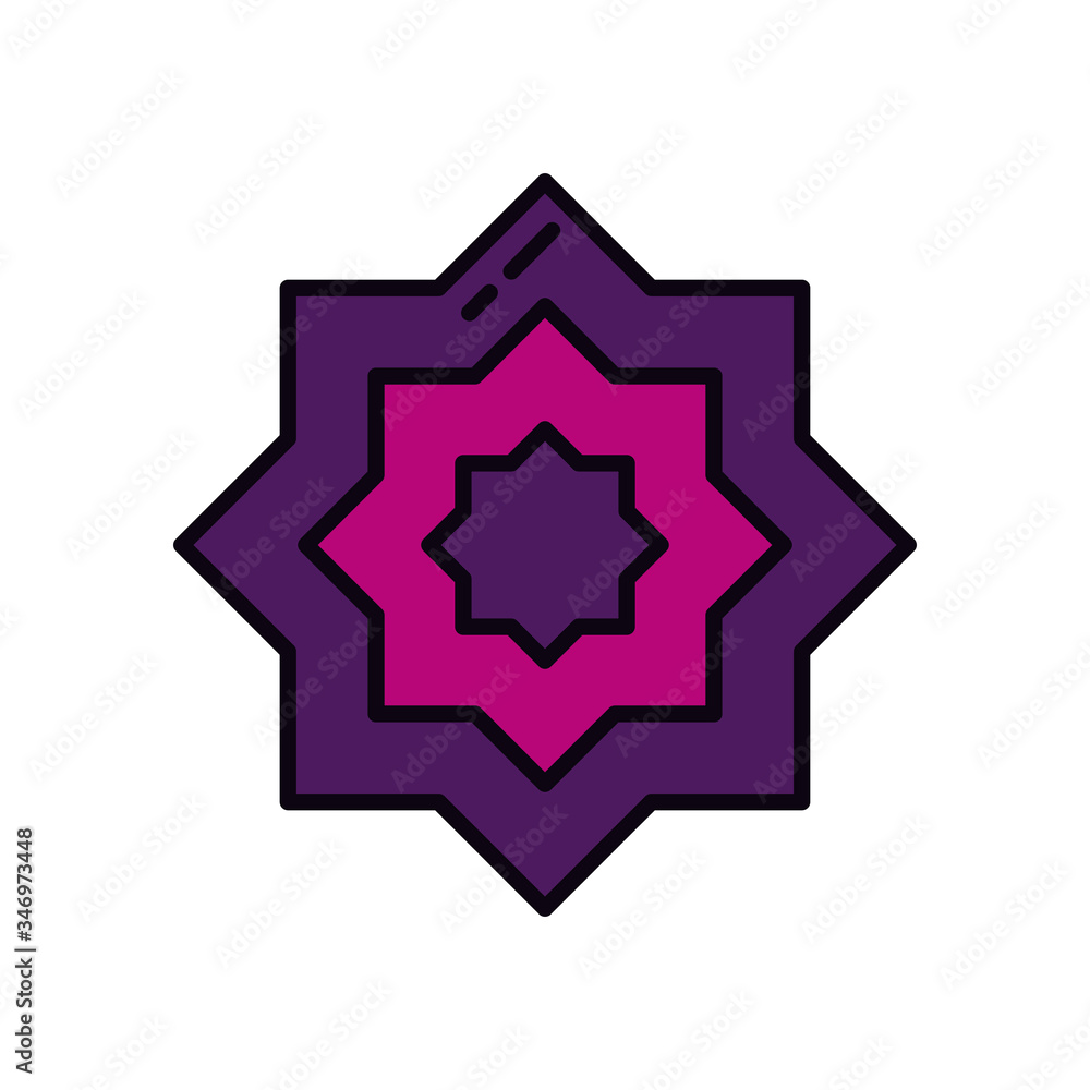 Eid mubarak concept, islamic star icon, line and fill style