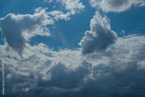 Cumulus clouds in the blue sky, spring, sky, clouds