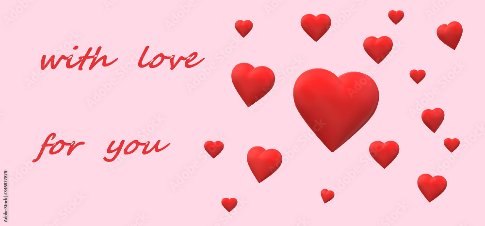 valentine card with red hearts