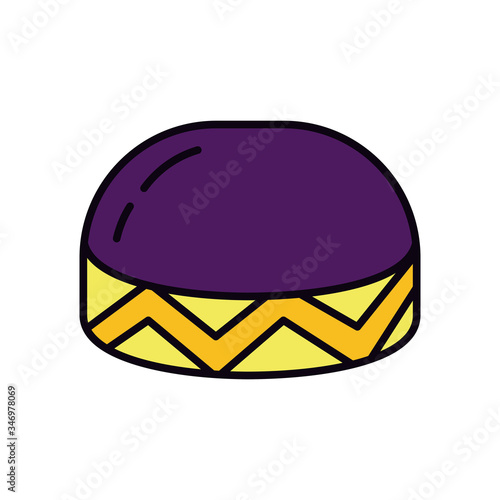 EID mubarak concept, muslim cap icon, line and fill style