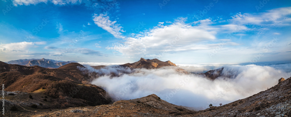 Mountains in the fog, panorama
