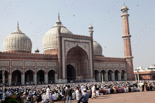 Islamic Jama Masjid Mosque, Masjid-I Jahan-Numa, Old Delhi, With Domes And Minarets, Largest Mosque In India, New Delhi, India Copyright © by Saji Maramon photo