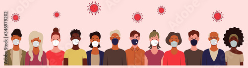 people of different sex and age in medical masks