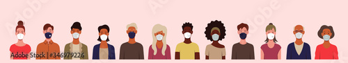 people of different sex and age in medical masks