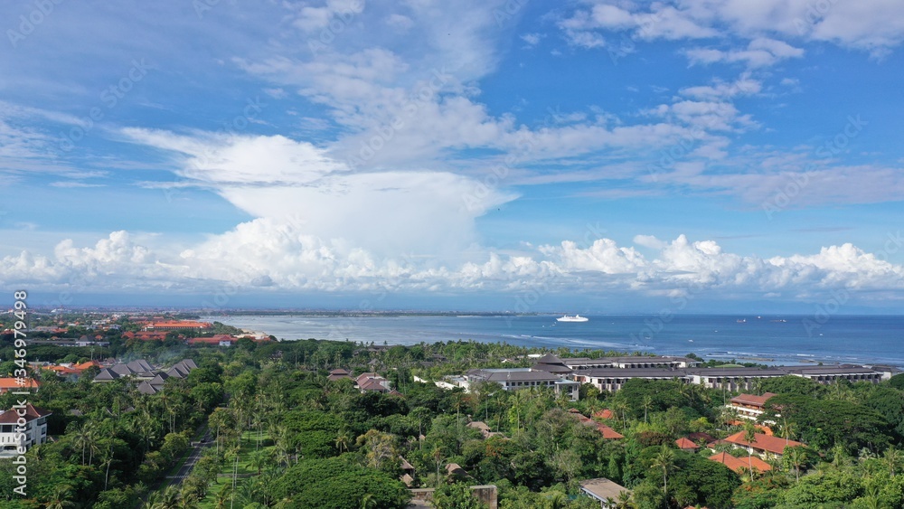 top view of the Nusa Dua coast resort area, Indonesia Bali