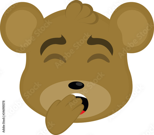 Vector illustration of a bear face cartoon yawning