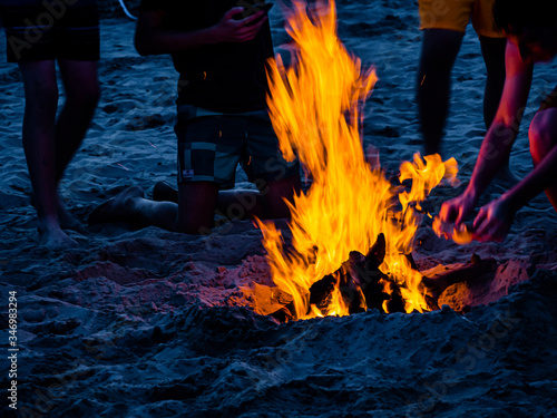 Photograph taken on the beach of Levante de Santa Pola, Alicante, Spain, during the popular celebration of the bonfires of San Juan photo