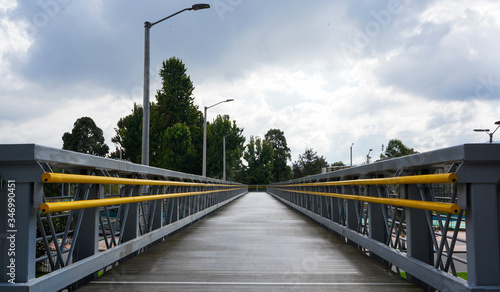 metal pedestrian bridge in city