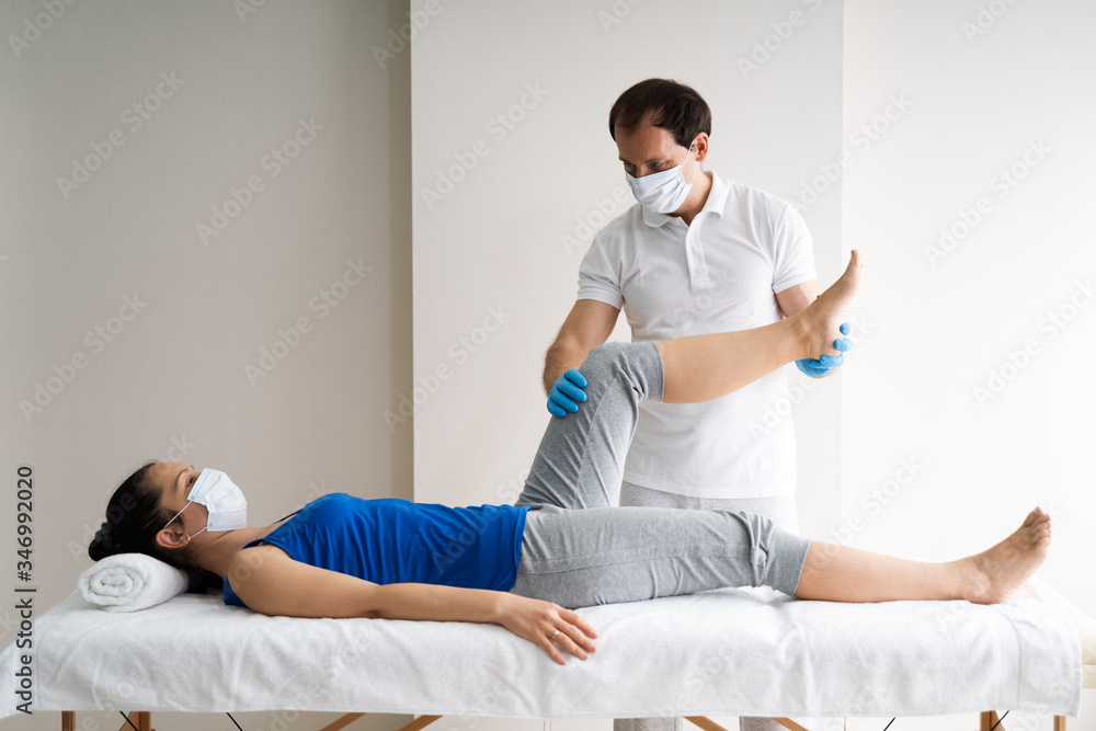 Fototapeta premium Physiotherapy Knee Injury Rehab And Massage