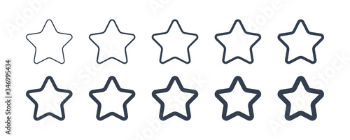 Set Of Star Icons Star Logo. Linear Rounded Style isolated on White Background. Flat Vector Icon Design Template Elements.