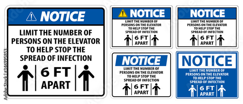 Notice Elevator Physical Distancing Sign Isolate On White Background,Vector Illustration EPS.10
