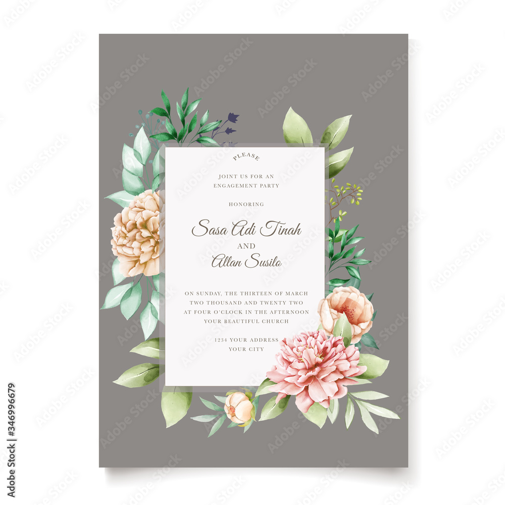 beautiful peonies invitation card design