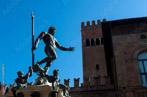 Italy, Bologna: the Neptune fountain after restoration
