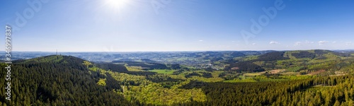 Fototapeta Naklejka Na Ścianę i Meble -  rothaar mountains with view of the siegerland germany high definition panorama