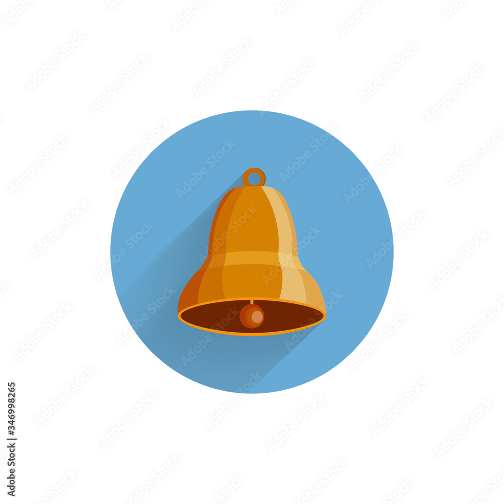 Bell colorful flat icon with long shadow. Bell flat icon Bell colorful flat icon with long shadow. Bell flat icon