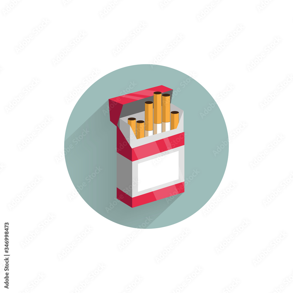 cigarettes pack colorful flat icon with long shadow. cigarettes flat icon