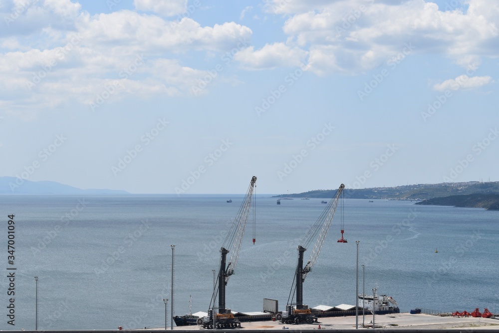 Cranes at port an empty port