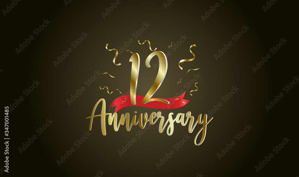 Anniversary celebration background. with the 12th number in gold and with the words golden anniversary celebration.