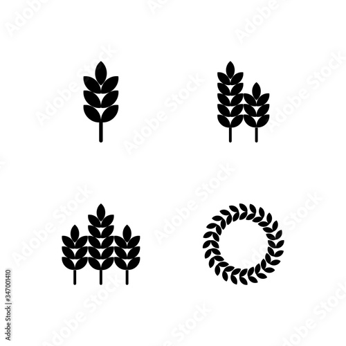 Set of wheat glyph icon design vector. Cereal, ears, grain illustration. Editable black stroke.