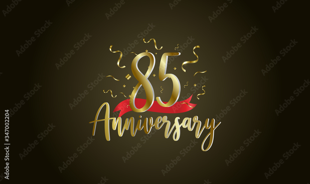 Obraz premium Anniversary celebration background. with the 85th number in gold and with the words golden anniversary celebration.