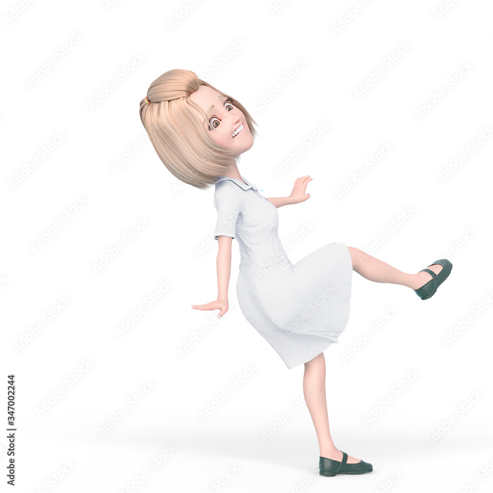 Fototapeta premium blond nurse cartoon is slipping