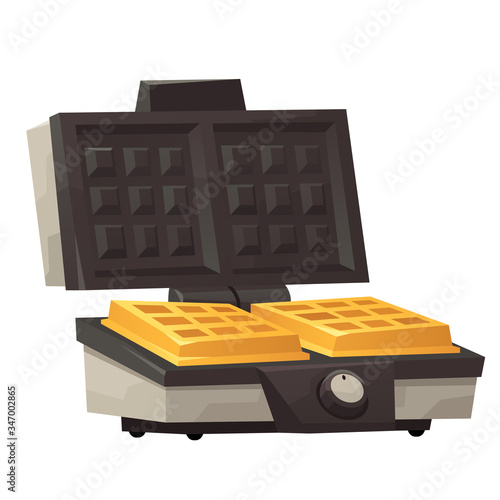 Iron waffle maker isolated on white background