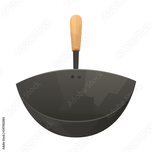 Chinese frying pan wok on white background