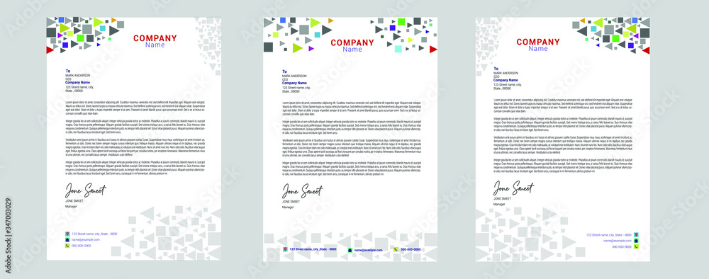 Corporate Letterhead Design With 3 Style