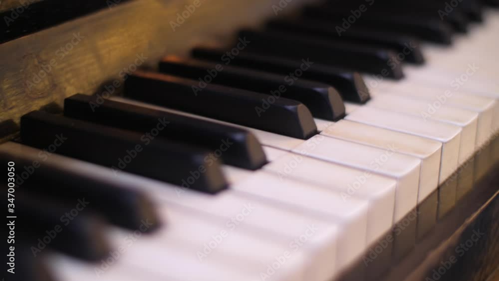 Tracking Forward Piano Keys Close Up Tracking Forward Piano Keys Close Up
